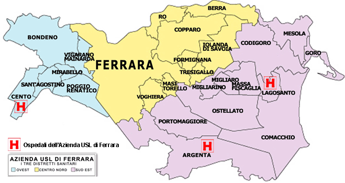 Mappa distretti e ospedali 2014