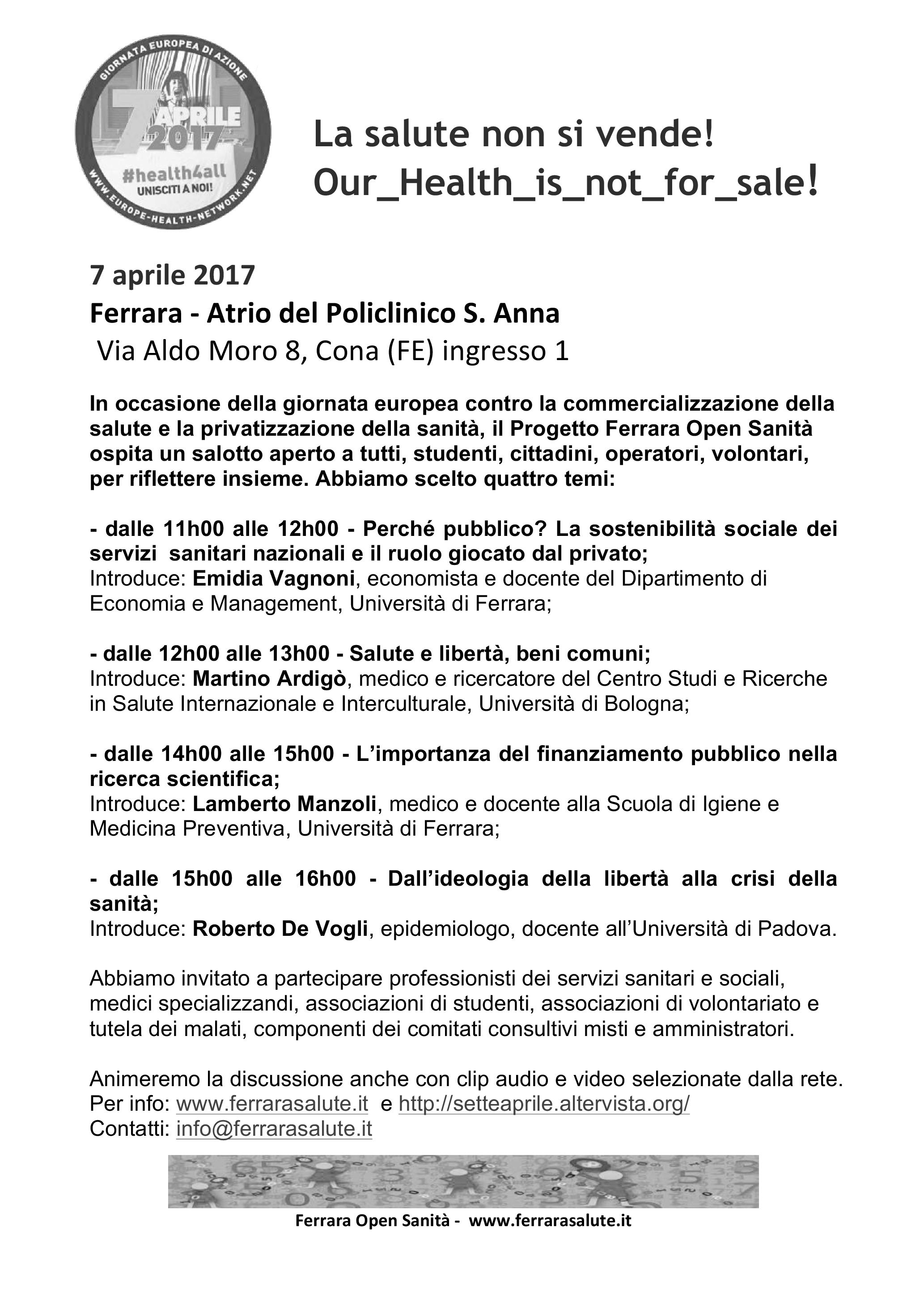 Giornata europea contro la commercializzazione della salute e la privatizzazione della sanità