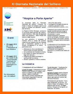 Locandina giornata sollievo hospice 2012