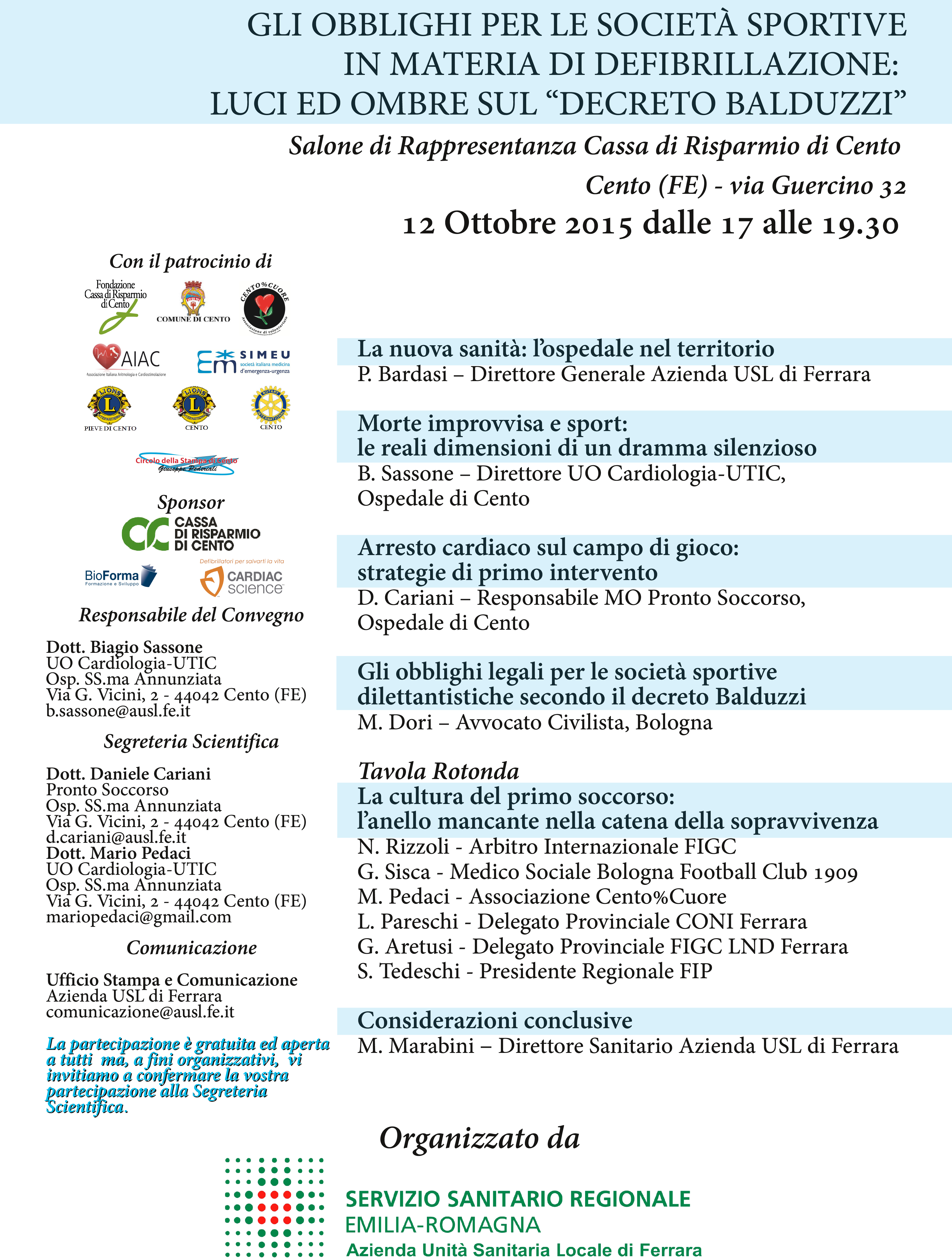 poster_LUCI ED OMBRE SUL DECRETO BALDUZZI, Cento 12/10/2015