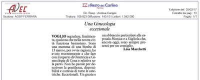 Carlino 25.02.2017 Elogio ginecologia Cona