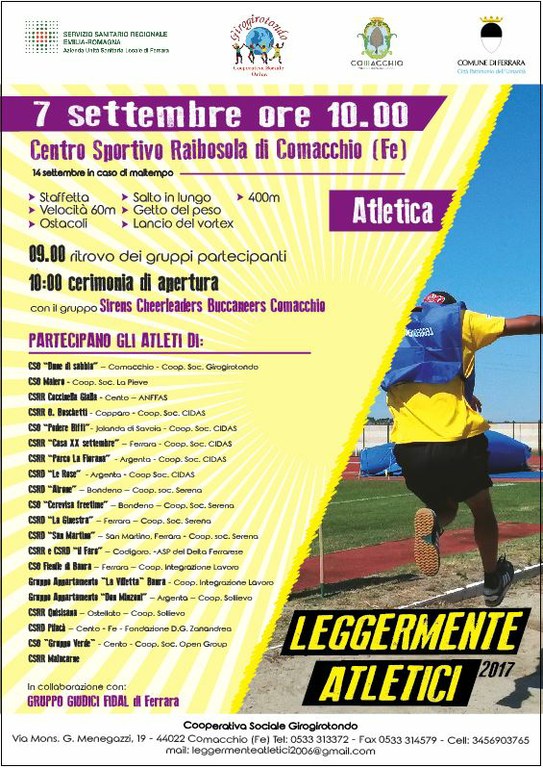 Leggermente Atletici 2017: programma invito gare di atletica del 7 settembre