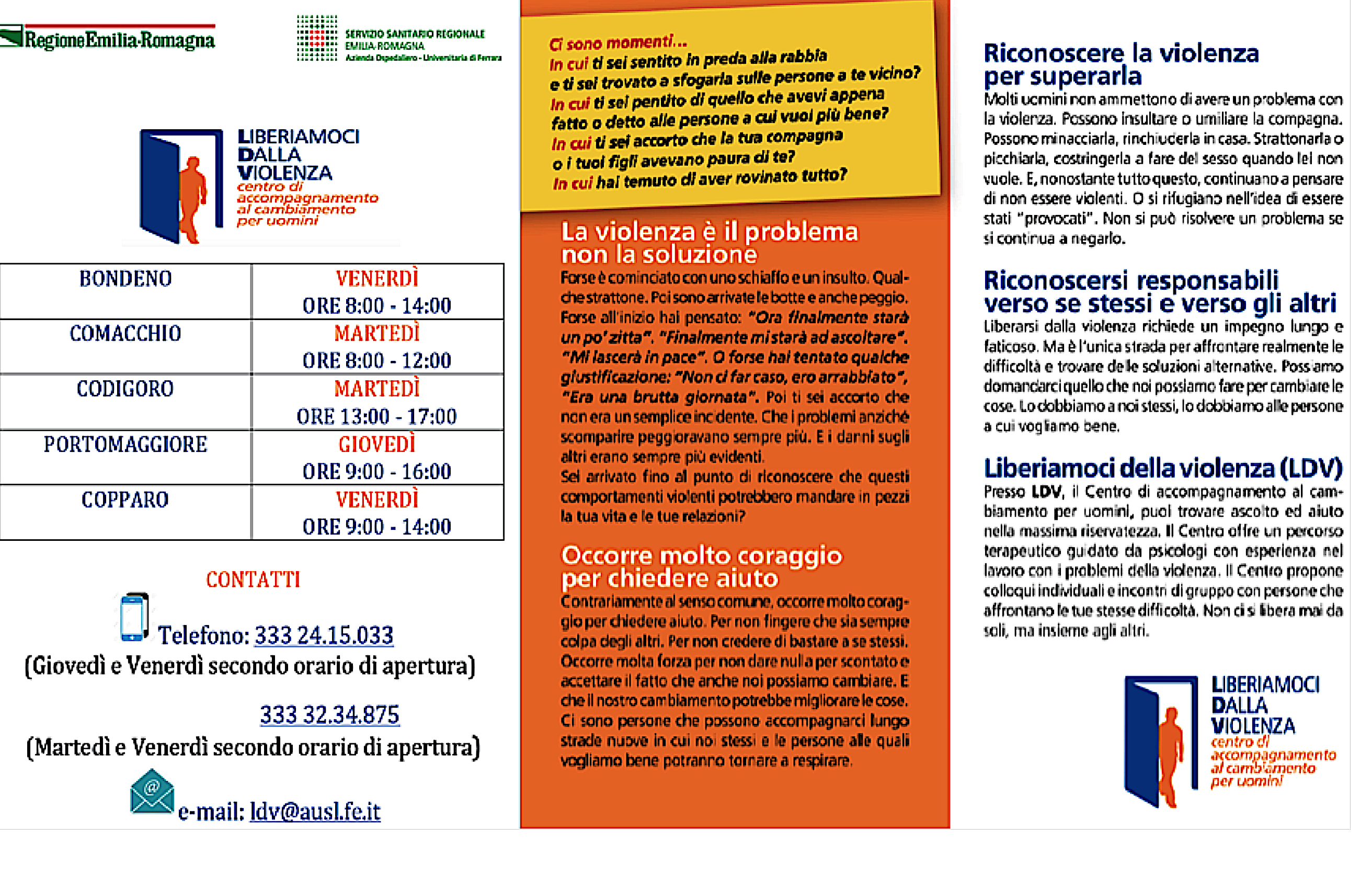 LIBERIAMOCI DALLA VIOLENZA BROCHURE INFROMATIVA E CONTATTI