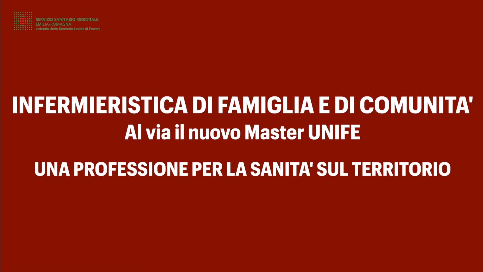 Aperte le iscrizioni al Master Infermieristica di famiglia e di comunità