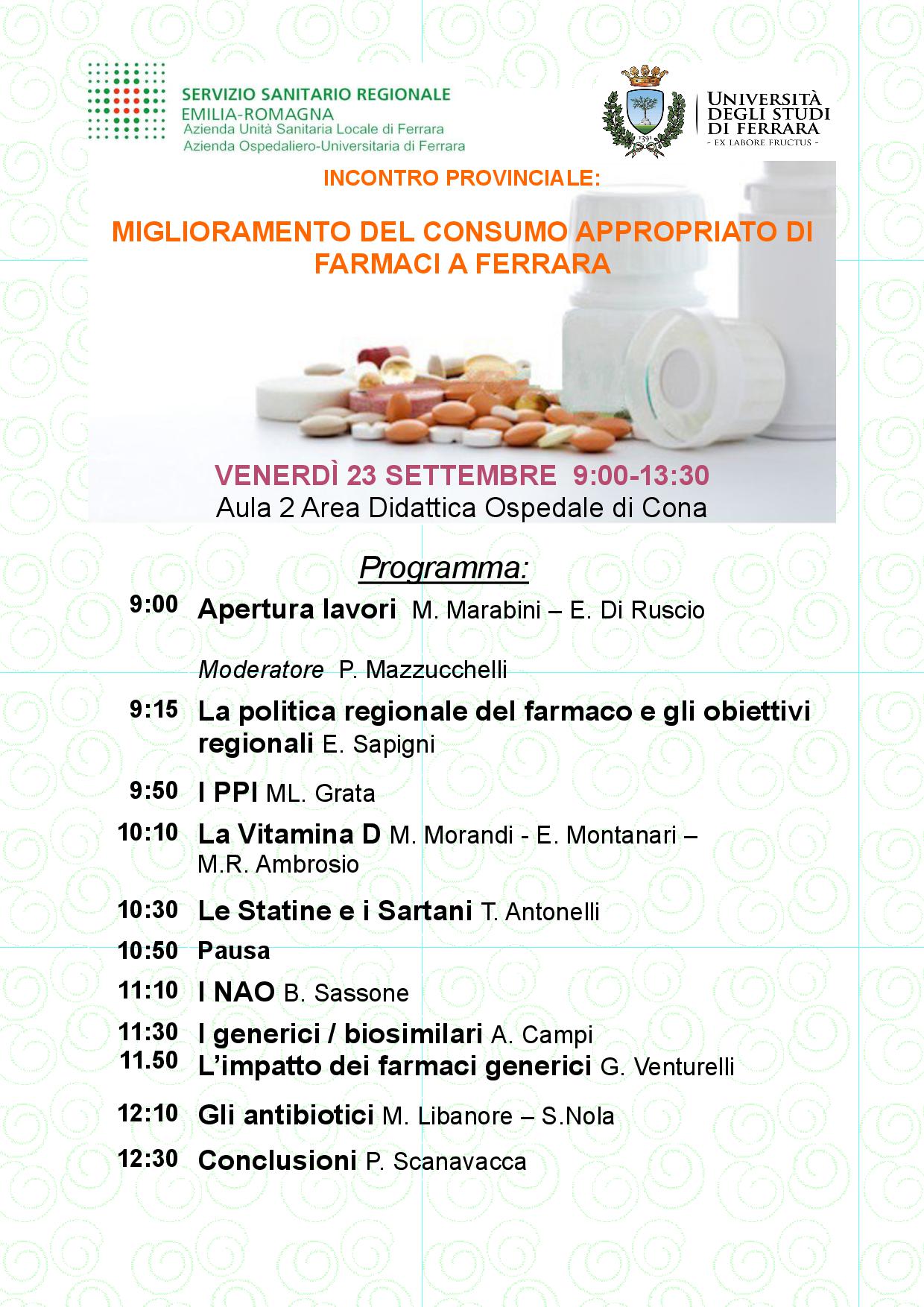 Incontro sul miglioramento del consumo appropriato di farmaci a Ferrara