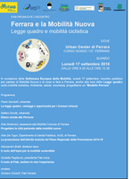 "Ferrara e la mobilità. Nuova Legge quadro e mobilità ciclistica" il Convegno in programma per lunedì 17 settembre 2018