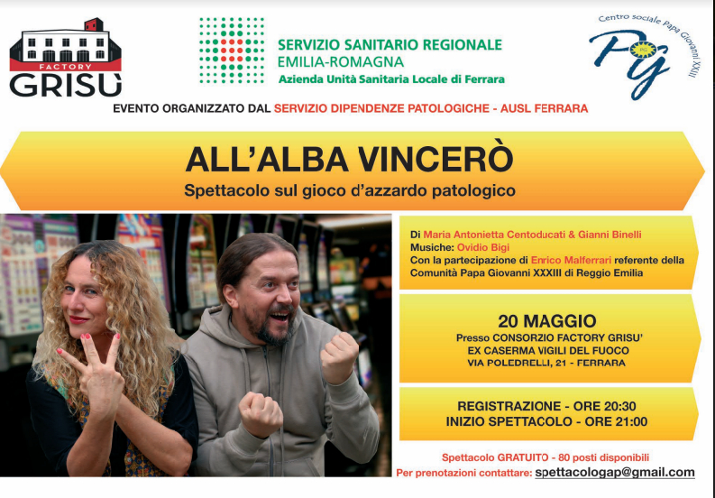 20 maggio 2019 spettacolo teatrale "All'alba vincerò" 