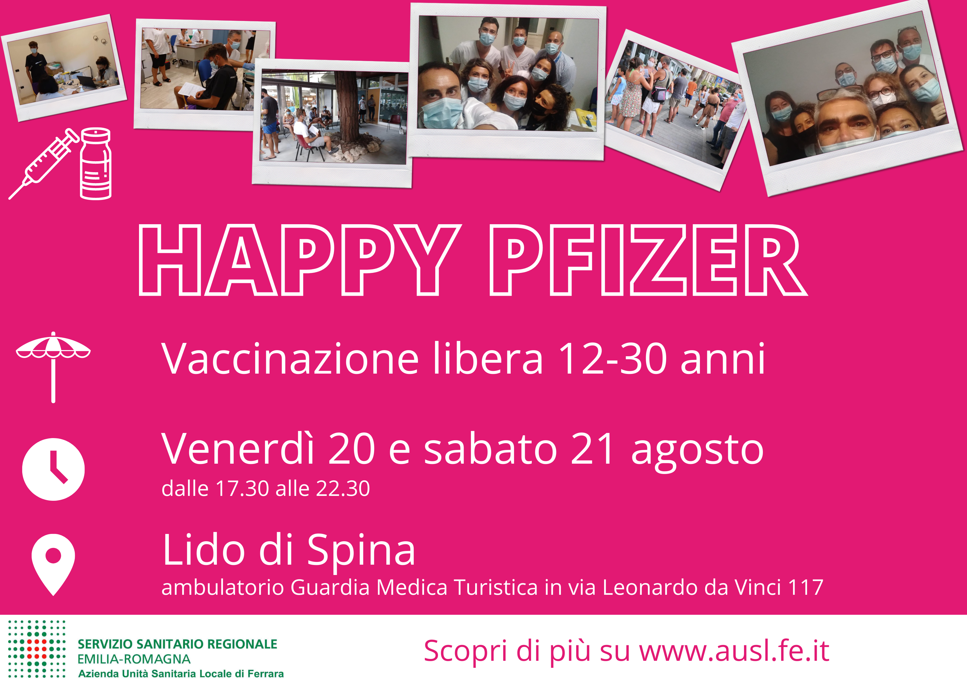 Happy Pfizer: potenziata la vaccinazione libera a Lido di Spina