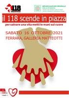 Il 118 scende in piazza: sabato 16 ottobre esercitazioni e testimonianze per la rianimazione cardiopolmonare