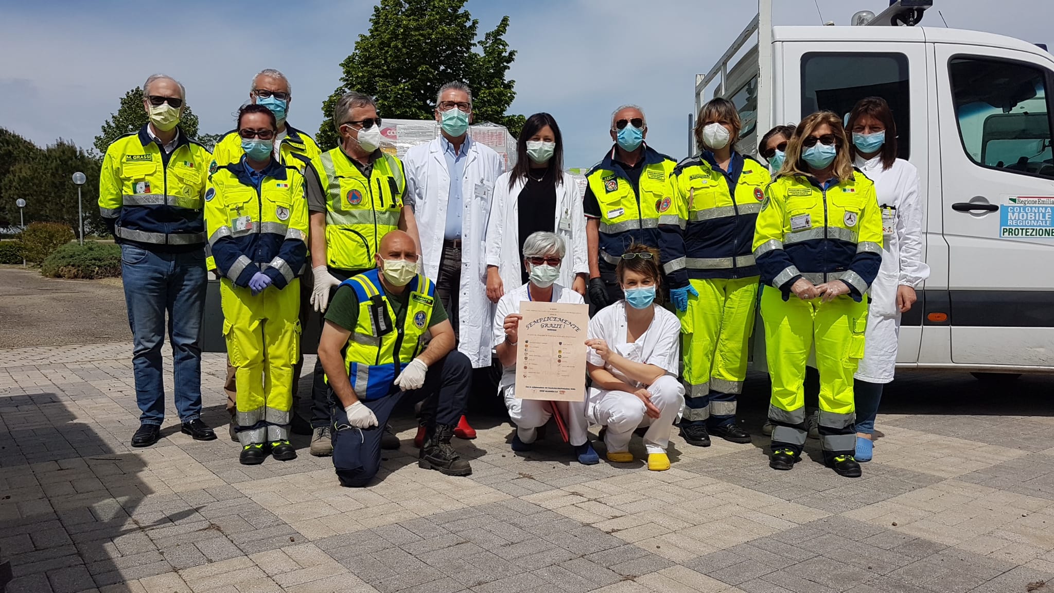 Le Associazioni di Volontariato di Protezione Civile della provincia di Ferrara consegnano alimenti all’Ospedale del Delta